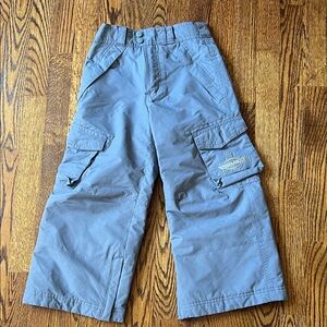 Kids Light Gray Cargo Snow Pants Shorts with Utility Pockets